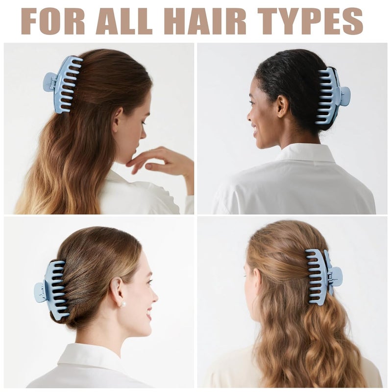 TOCESS Hair Claw Clips for Women - 8PK Large Neutral Matte Jumbo Hair Clips for Thick, Thin, Long, Short, Curly Hair Girls, Big Jaw Clip Set for Daily Use (Glacier Blue) - Image 5
